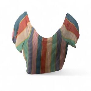 Pastel striped crop top size l 15" ptp (l4)